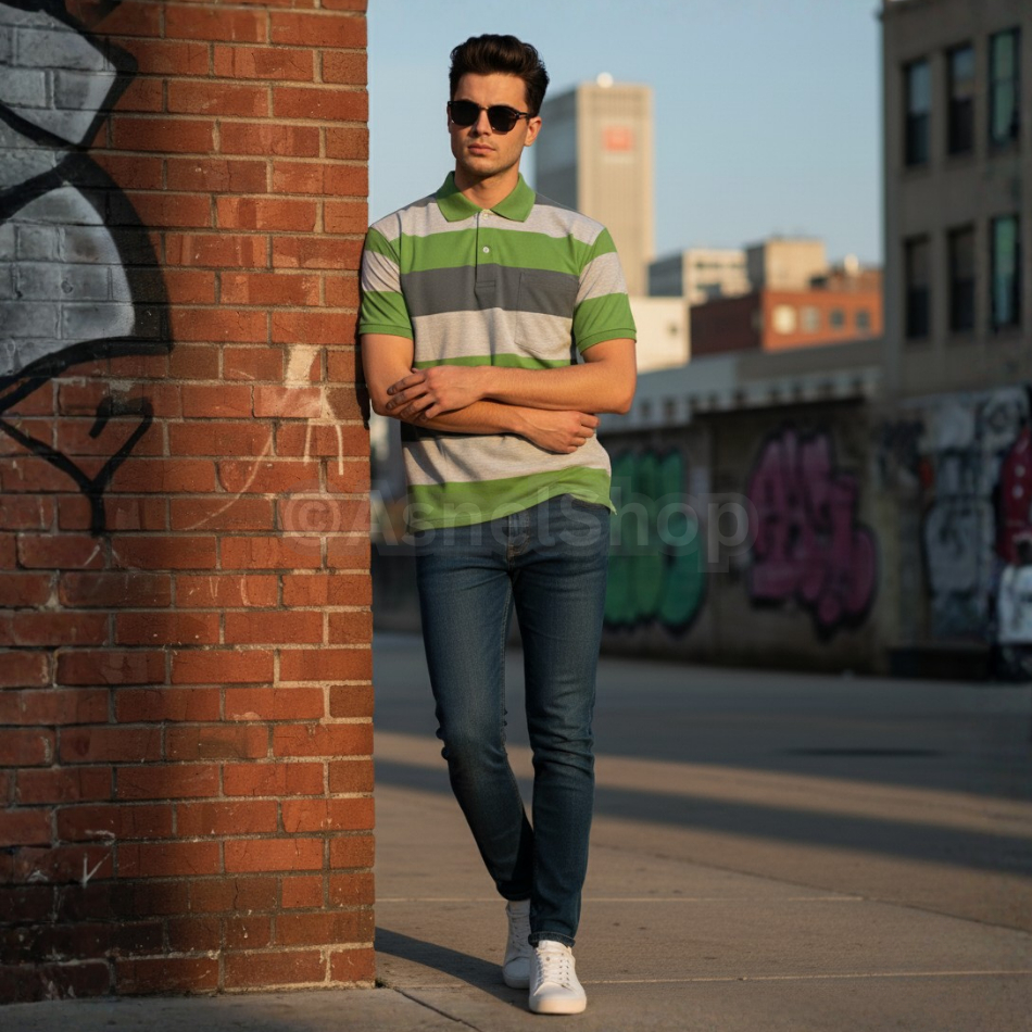 Kaos Kerah Lengan Pendek Motif Salur Pria Dewasa Terbaru 2026 | Baju Wangki Garis Balok Bapak Orang 