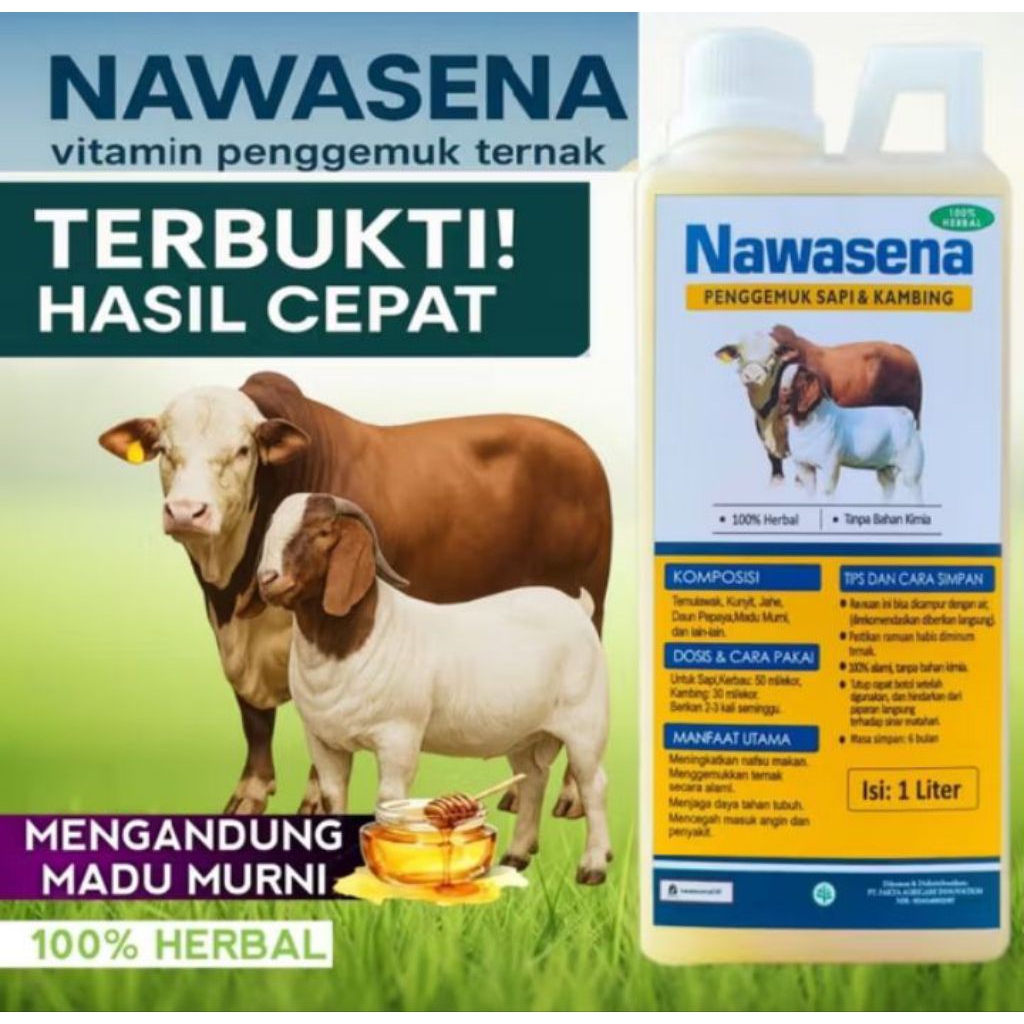 Nawasena Penggemuk Sapi & Kambing 1 Liter 100% Herbal Alami dan Meningkatkan Bobot Cepat.