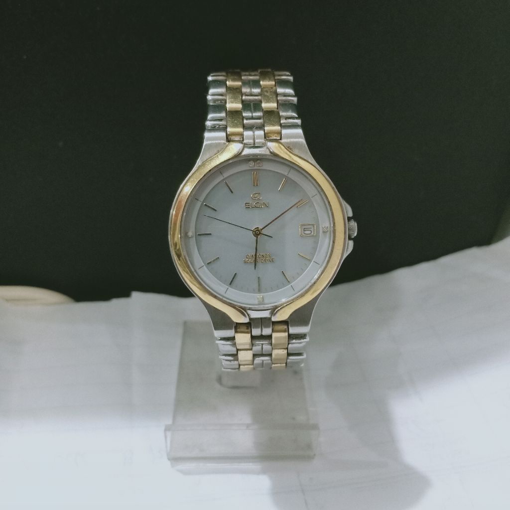 Jam tangan Pria / Men ELGIN Diamonds Solar Drive Quartz Analog