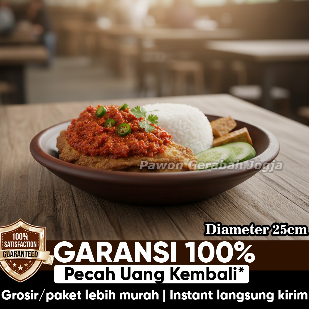 Pawon Gerabah | Cobek Bakar Tanah Liat Sambal Gami Tahan Panas - Diameter 25 cm Gerabah  Cobek  Piri