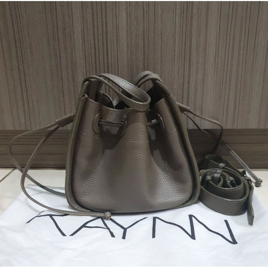 PL) Kaynn Mini Jani leather Bag taupe grey