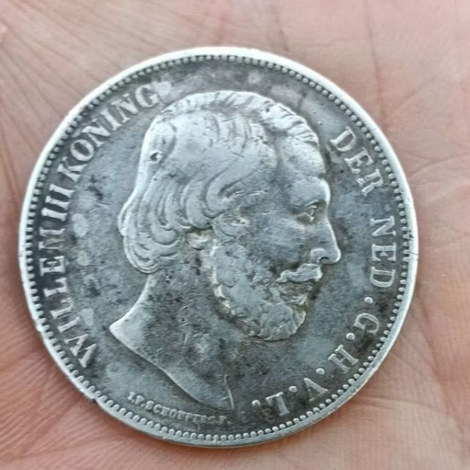 koin perak antik asli Willem lll 1874