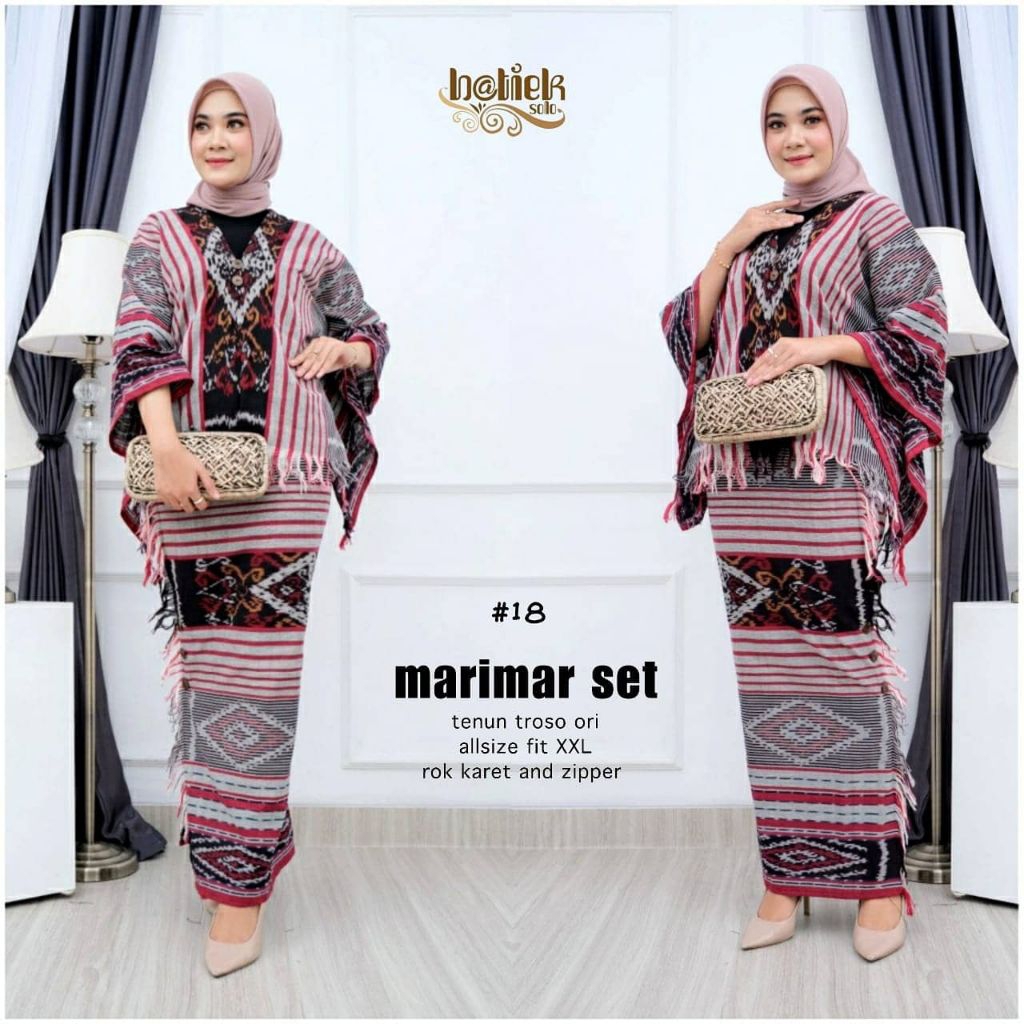 MAHESWARI SET ROK BATWING ORI TENUN TROSO SET ROK FORMAL SET ROK OUTFIT ACARA SET ROK TENUN TROSO