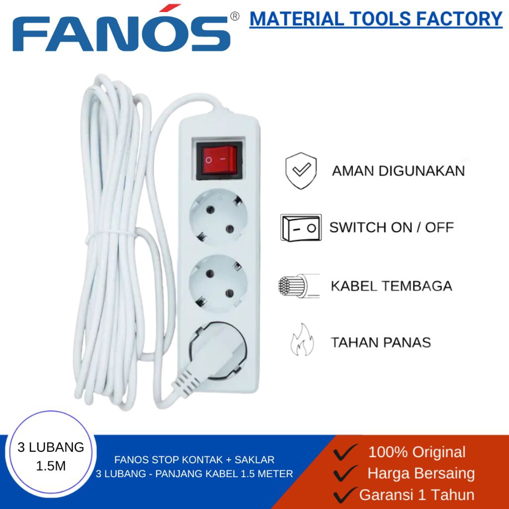 STOP KONTAK - STOP KONTAK 3 LUBANG - STOP KONTAK KABEL - STOP KONTAK ARDE - TERMINAL LISTRIK 3 LUBAN