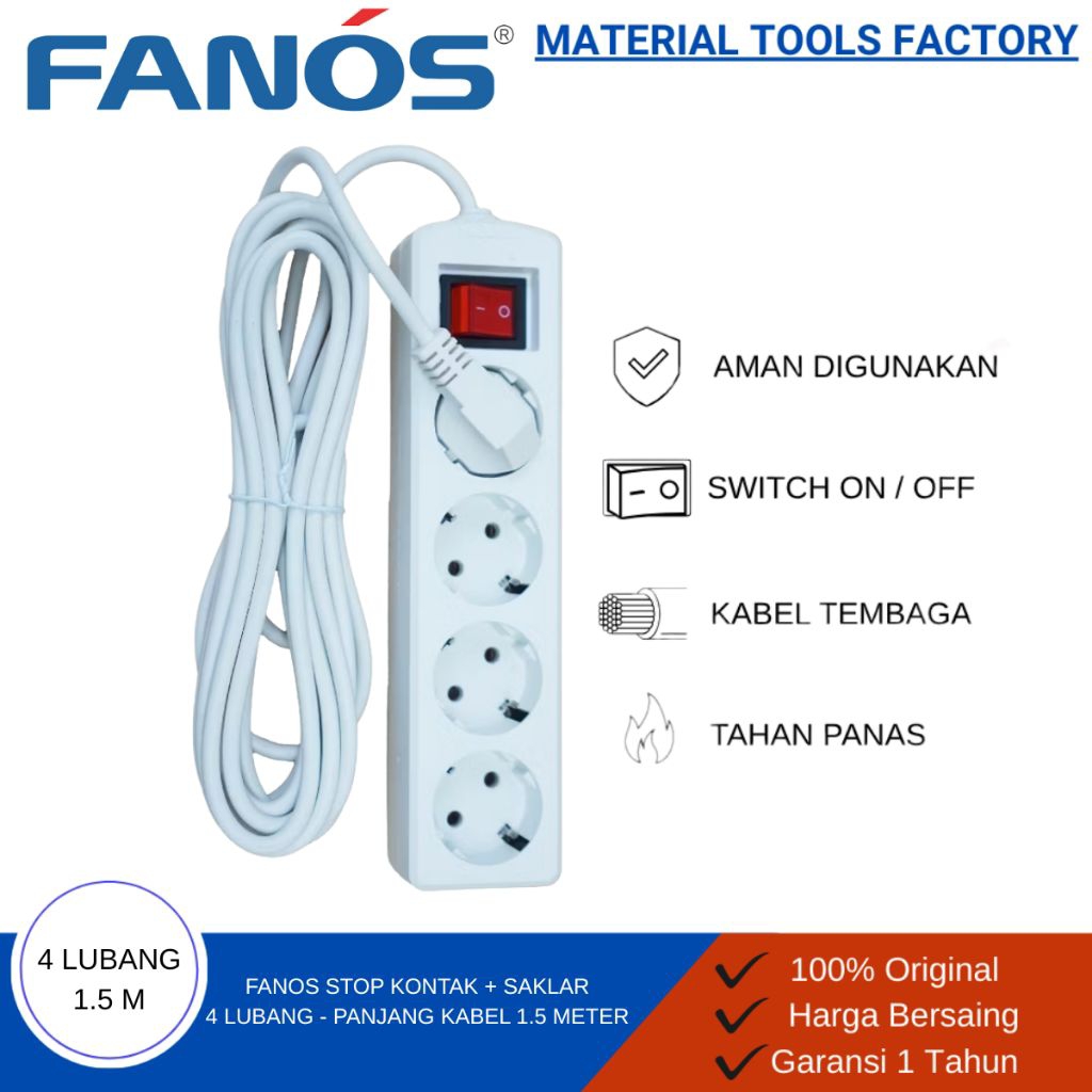 STOP KONTAK - STOP KONTAK 4 LUBANG - STOP KONTAK KABEL - STOP KONTAK ARDE - TERMINAL LISTRIK 4 LUBAN