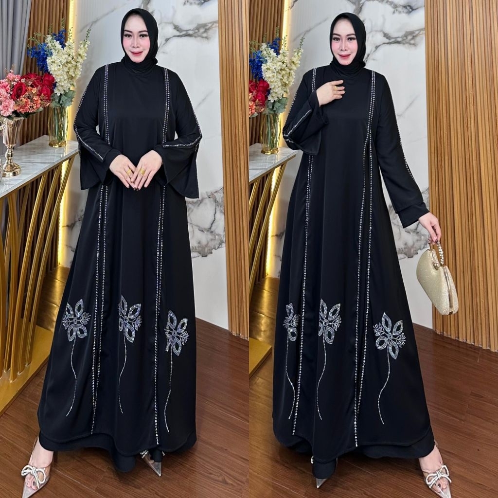 gamis abaya Arafa mix Payet mutiara