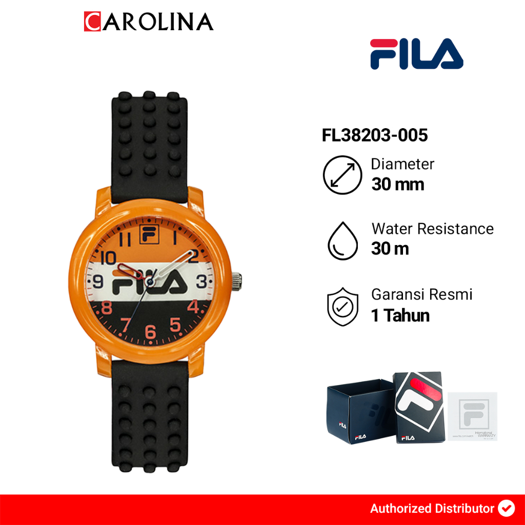 Jam Tangan Wanita FILA FL38203-005 Multi Color Dial Black Rubber Strap