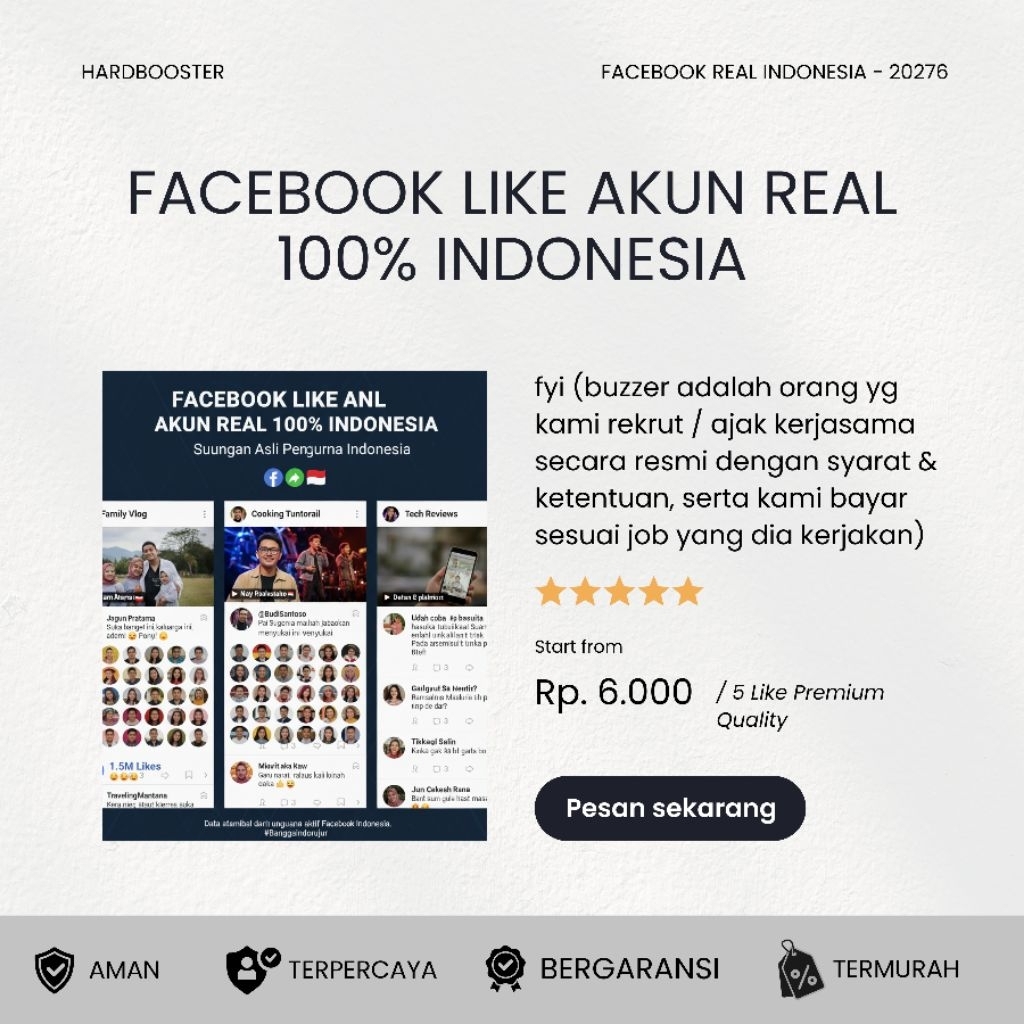 Facebook like akun real 100% indonesia