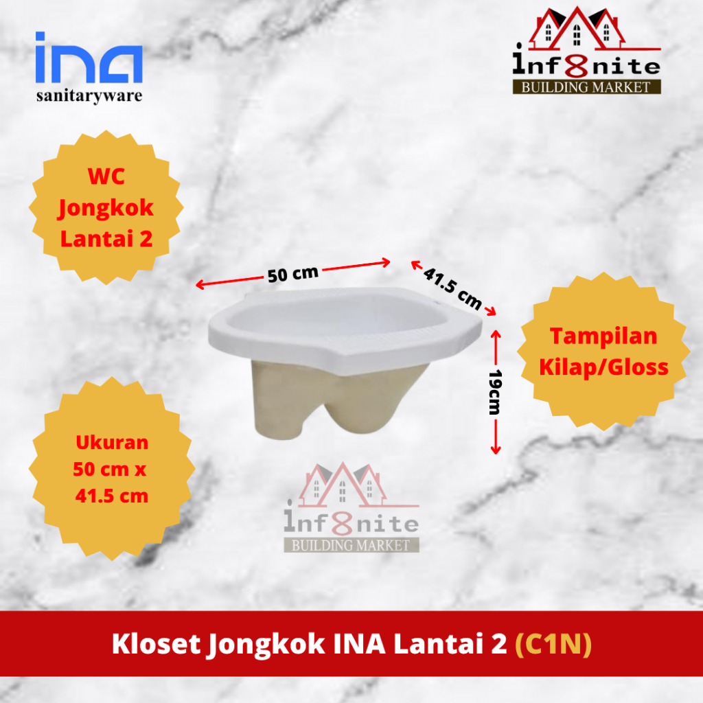 Kargo Paket Ina C1N Closet Kloset Jongkok WC Lantai 2 Corong Lehar Angsa Kamar Mandi  S Trap Warna P