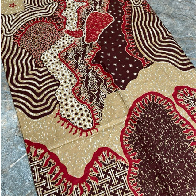 Kain Batik Motif Lereng Parang Kontemporer Coklat Maroon Katun Premium Batik Putri Ratih