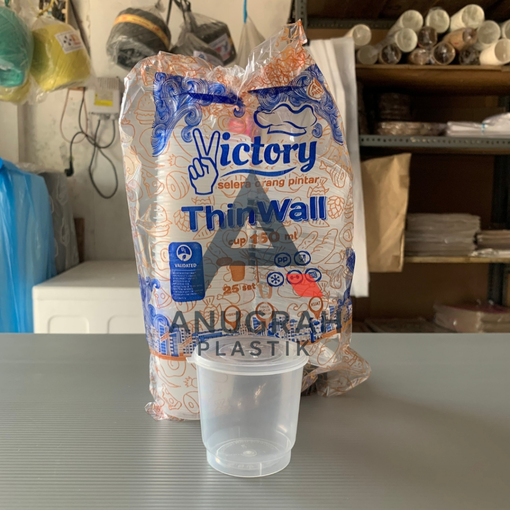 Anugrah Plastik Thinwall 150ml Victory Tutup Sambung | Cup 150ml | Saos Cup 150ml