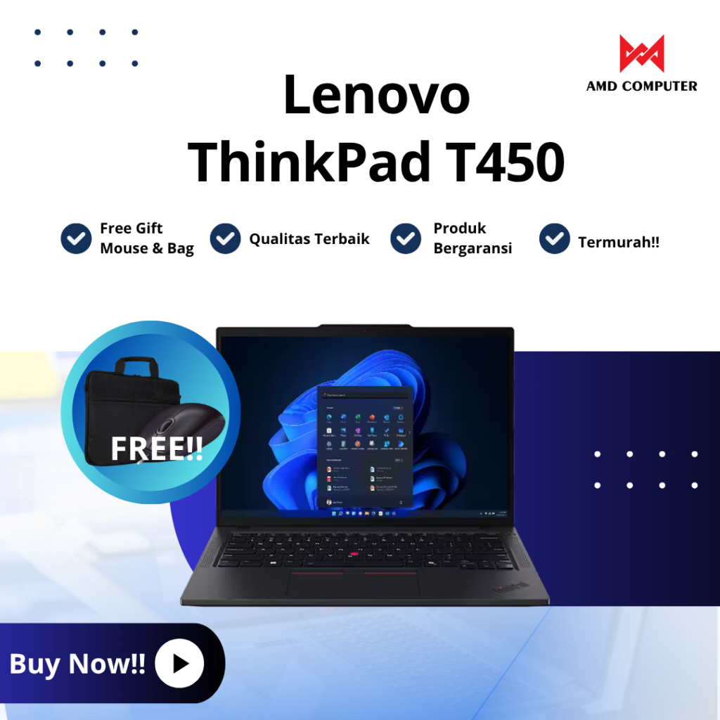 Lenovo thinkpad T450 i5 gen5 ram 8gb ssd 256gb  dijamin muluss