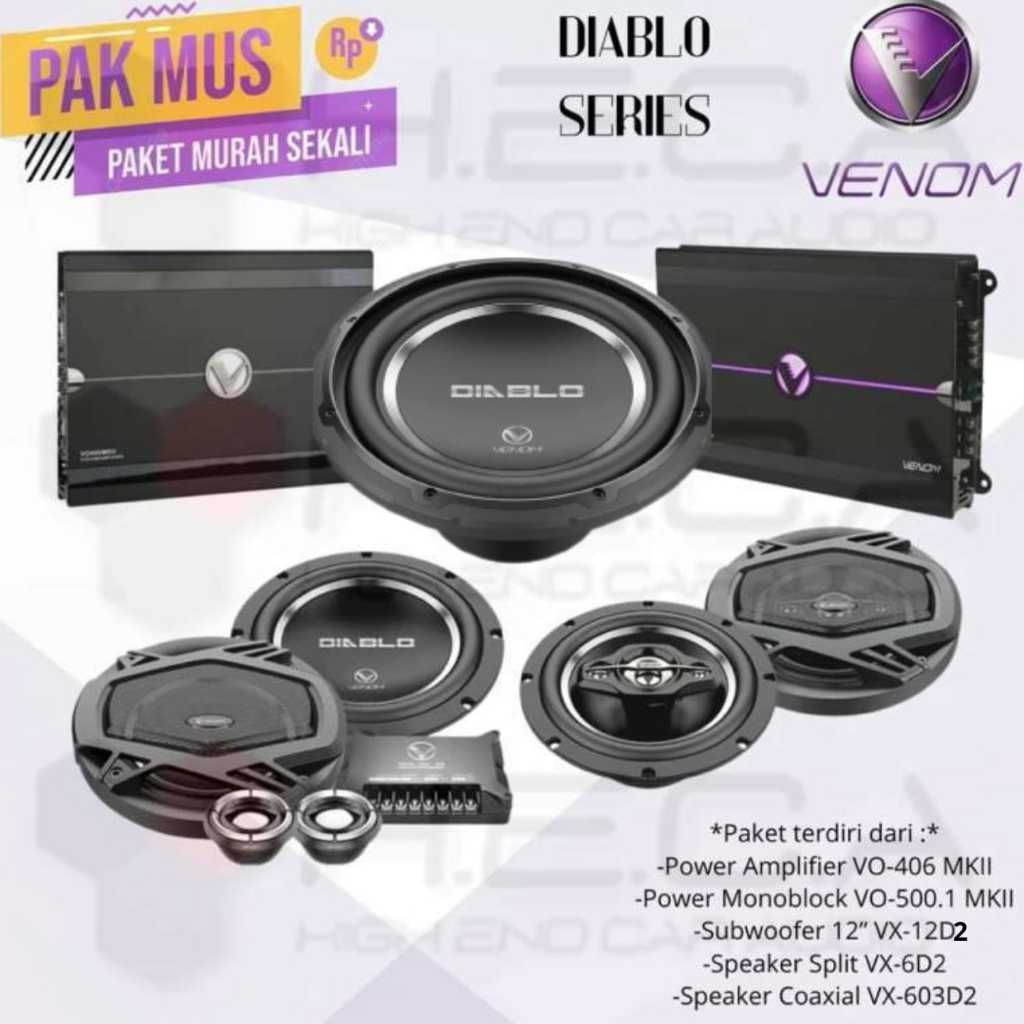 PAKET AUDIO MOBIL Venom Diablo Series Full Set Speaker Power Subwoofer