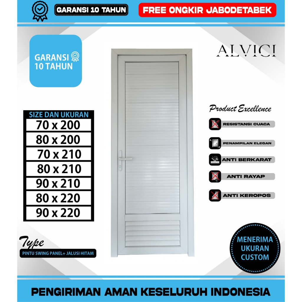 Pintu Kamar Mandi UPVC Premium Panel Jalusi ALVICI