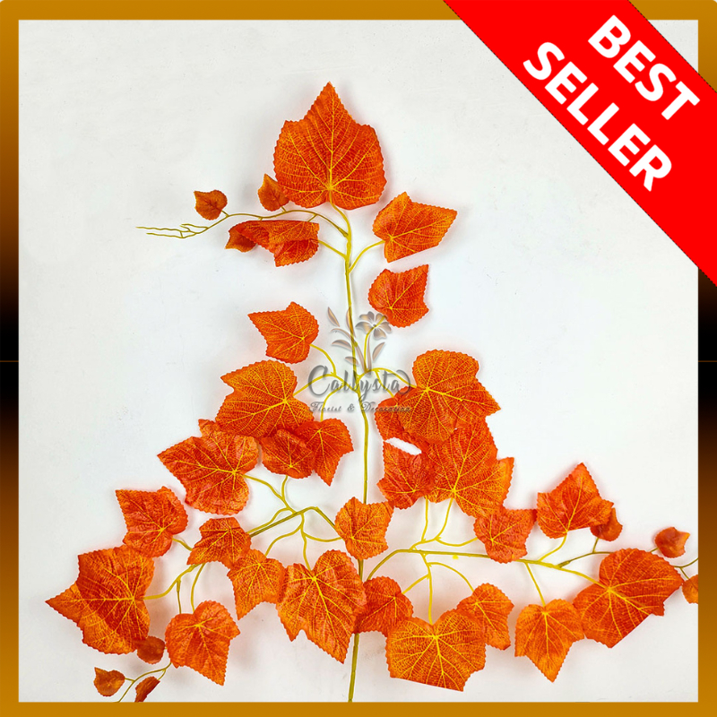 DAUN ANGGUR GRIFFIN PREMIUM ARTIFICIAL PLASTIK ORANGE LUSINAN