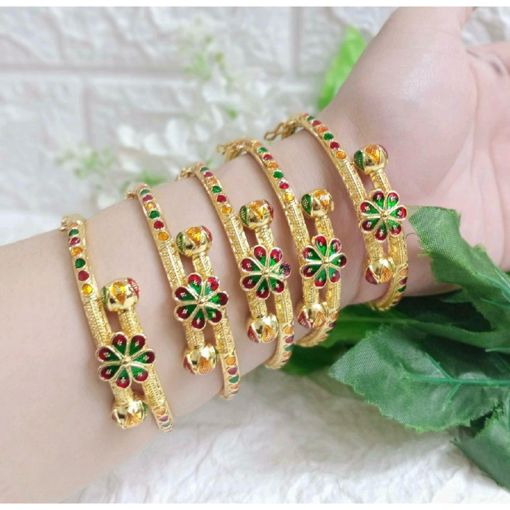 gelang dubay tinju bunga premium lapis emas 24k