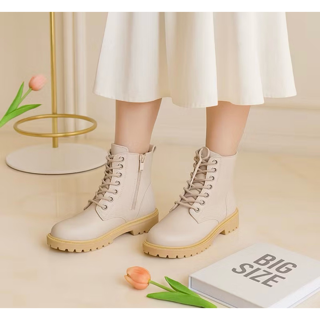 ERA-MELVIN Sepatu Boots Wanita Koreaan Style Kaki Jumbo 40-41-42-43-44-45 Boot Docmart Outdoor Pesta