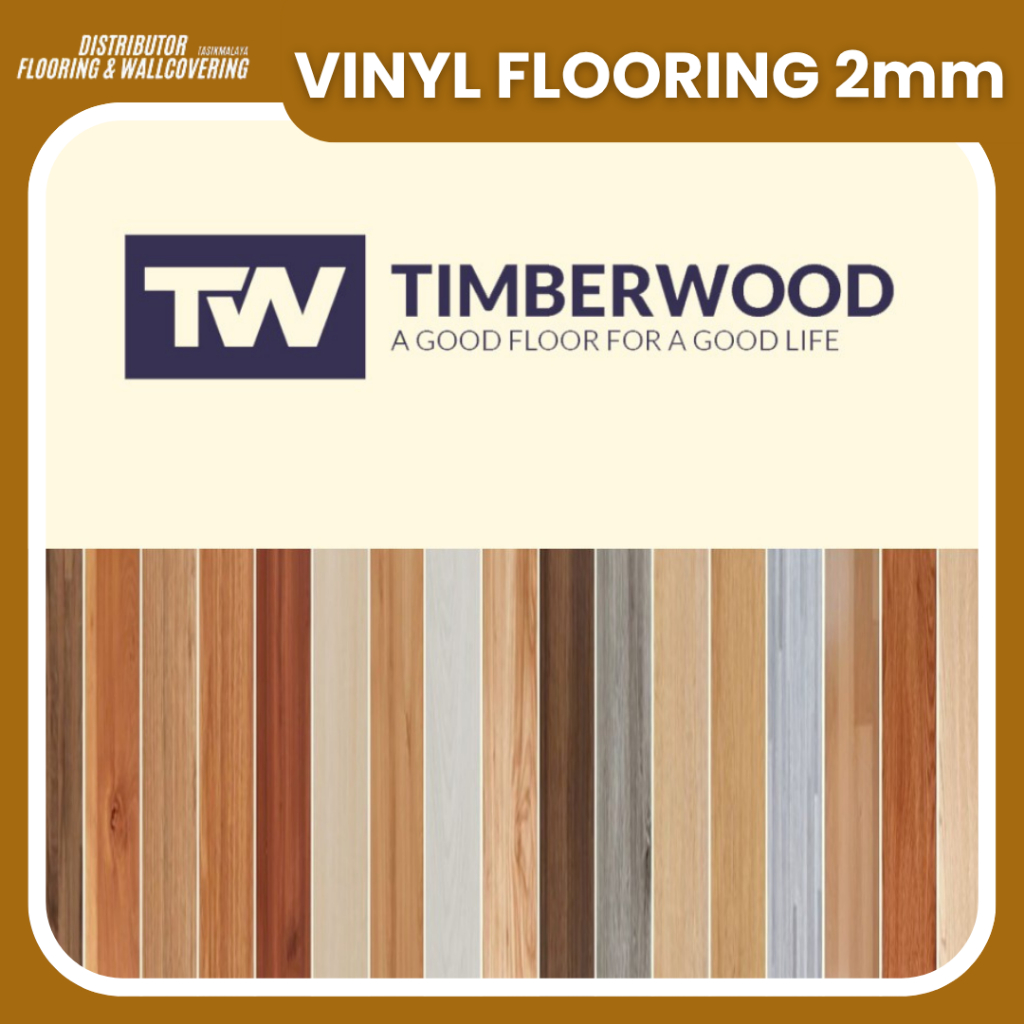 Lantai Vinyl Timberwood 2mm | Lantai Kayu Wood Flooring Vinyl 1 BOX ISI (24pcs) Kayu High Quality