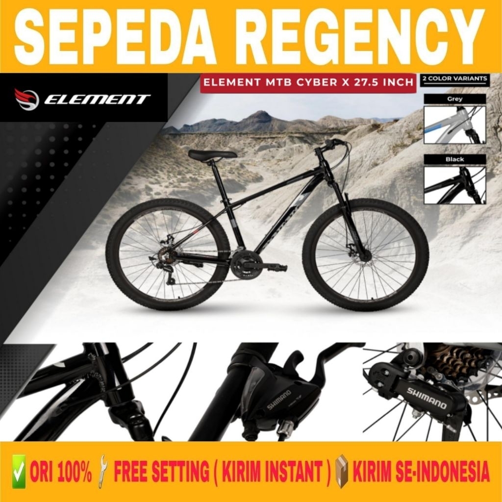 Sepeda Gunung MTB ELEMENT CYBER X Ukuran 27.5 Inch RD Shimano