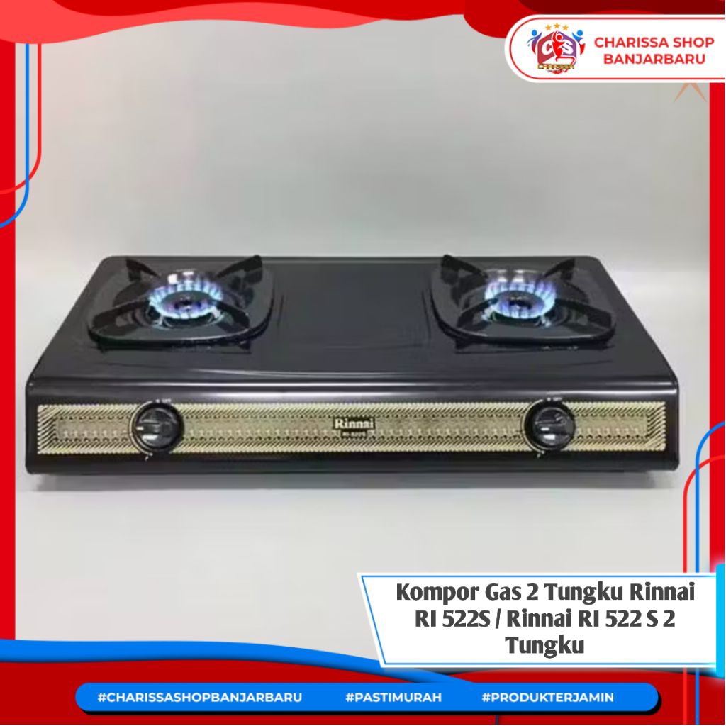 Kompor Gas 2 Tungku Rinnai RI 522S / Rinnai RI 522 S 2 Tungku