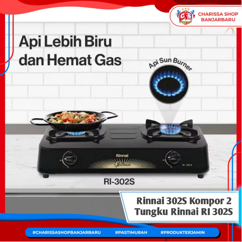 Kompor Gas Rinnai RI-302s 2 Tungku / RINNAI RI 302S