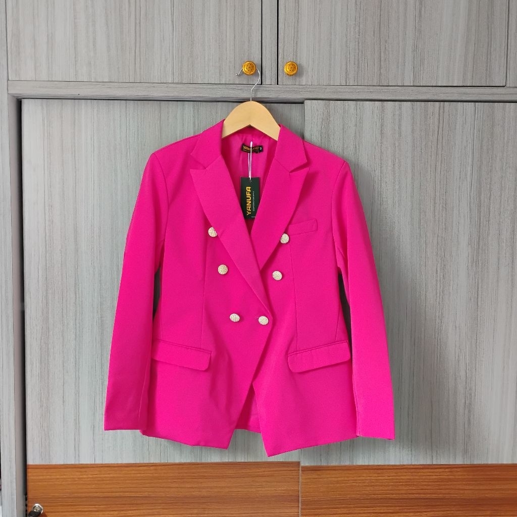 Blazer double breasted wanita formal semi formal Blezer wanita formal semi formal Blazer pink Jas wa