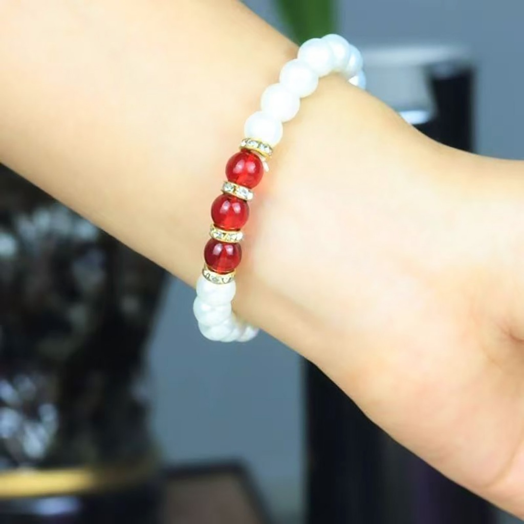 Gelang Mutiara Tambah Batu Giok Asli Gelang Cantik Gelang Dewasa Bangle Pearl Wanita Cewek