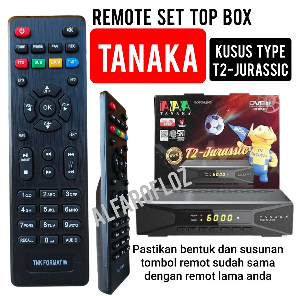 REMOTE KUSUS STB TANAKA T2-JURASSIC DVBT2 SET TOP BOX