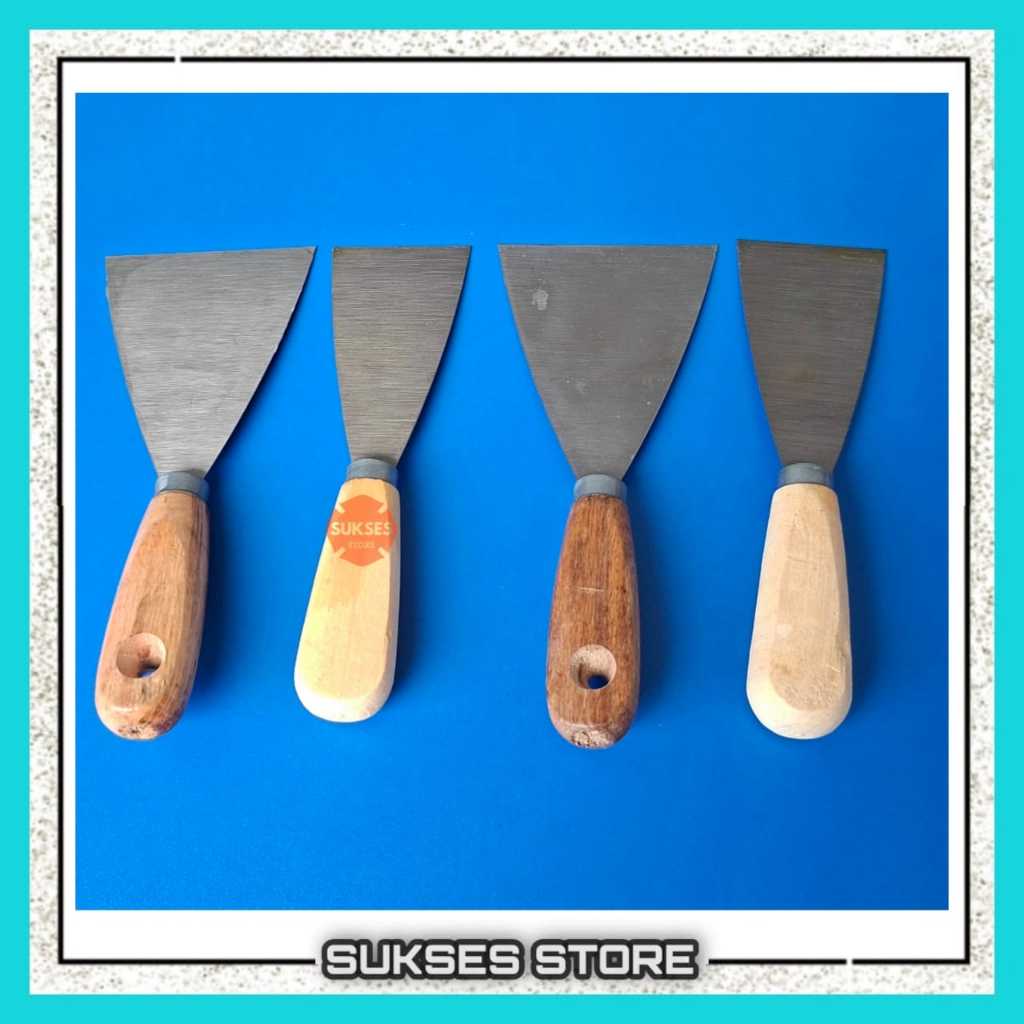 Skrap Dempul Gagang Kayu / Kape Scraper Plat Besi