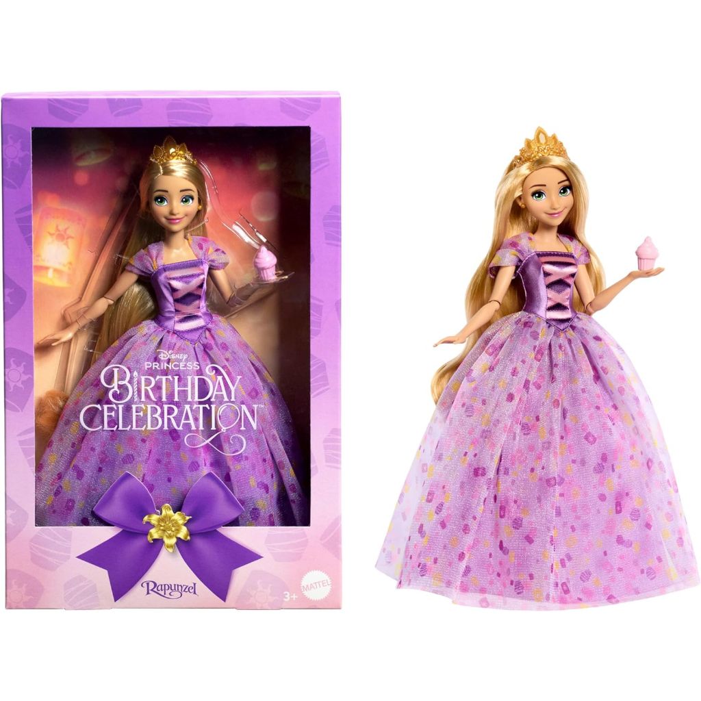 Mattel Disney Princess Birthday Celebration Rapunzel Deluxe Fashion Doll, Inspired by Disney Tangled
