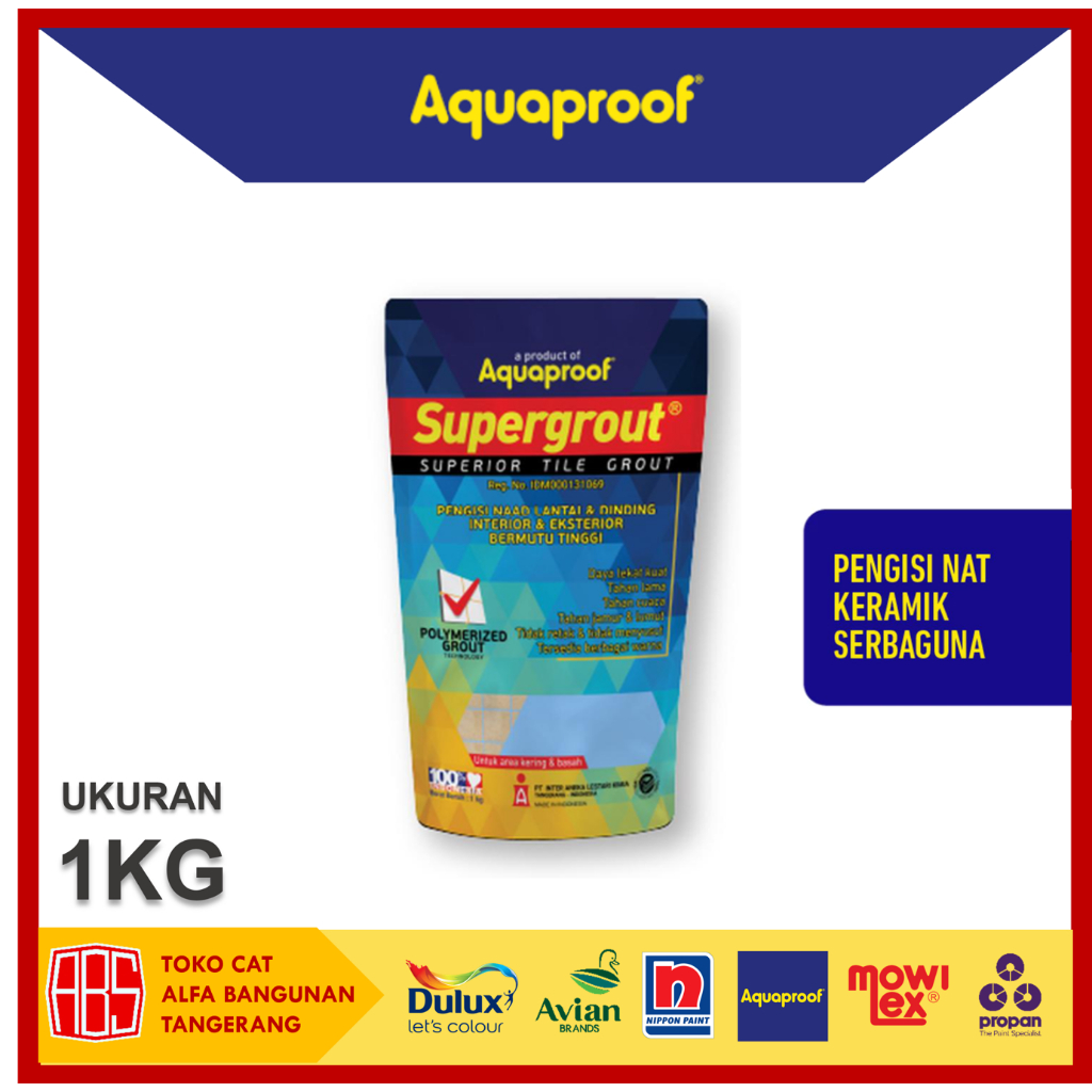 Aquaproof Supergrout 1KG - Pengisi Nat Keramik Warna Putih Cream