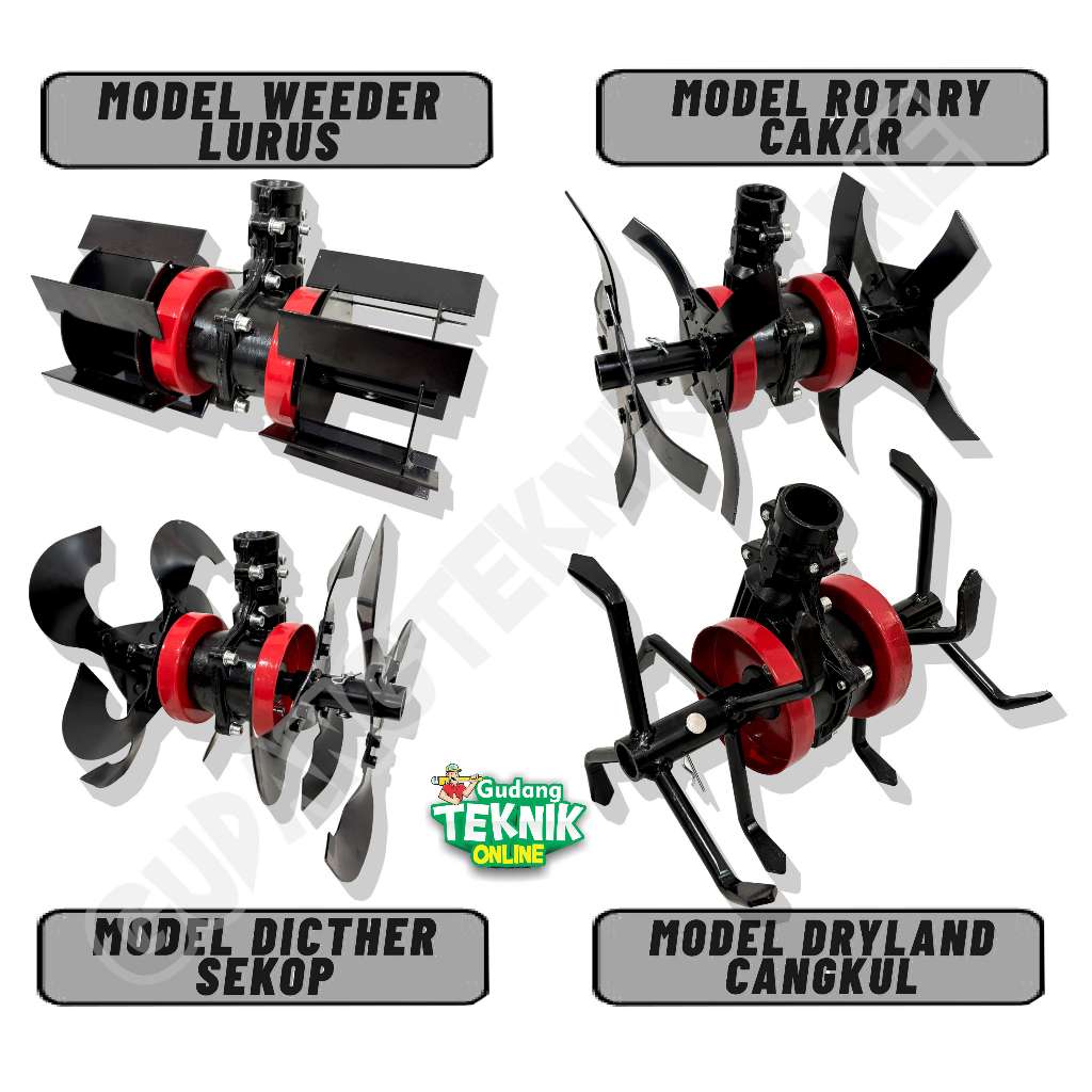 Mini Tiller Head Cultivator Cakar Bajak PROQUIP Ditcher Dryland Rotary Weeding Suri 4 7 9 / Penggemb