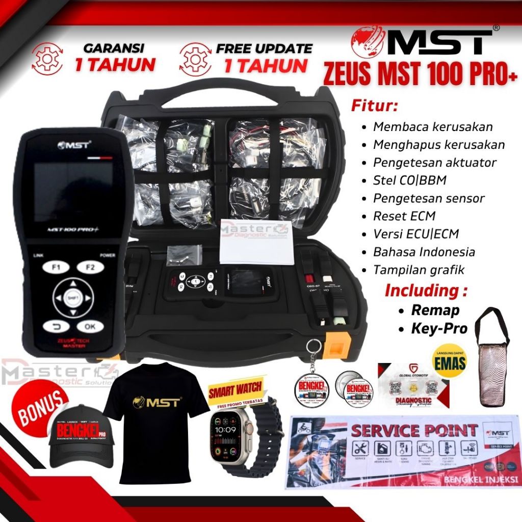 Scanner Motor Injeksi Master Zeus MST-100 PRO PLUS Remap, Scaner Universal Terlengkap dan Program Ku
