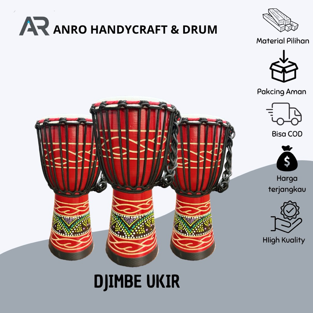 Alat Musik Kendang Jimbe 50CM Jumbo Motif Ukir