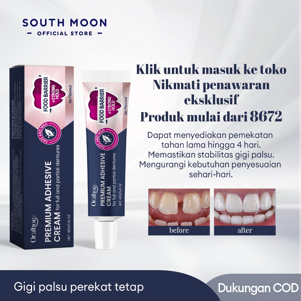 Oralhoe Lem Gigi Palsu 40g Gigi Palsu Instan Lem Gigi Palsu Tahan Lama Lem Perekat Gigi Palsu Bahan 