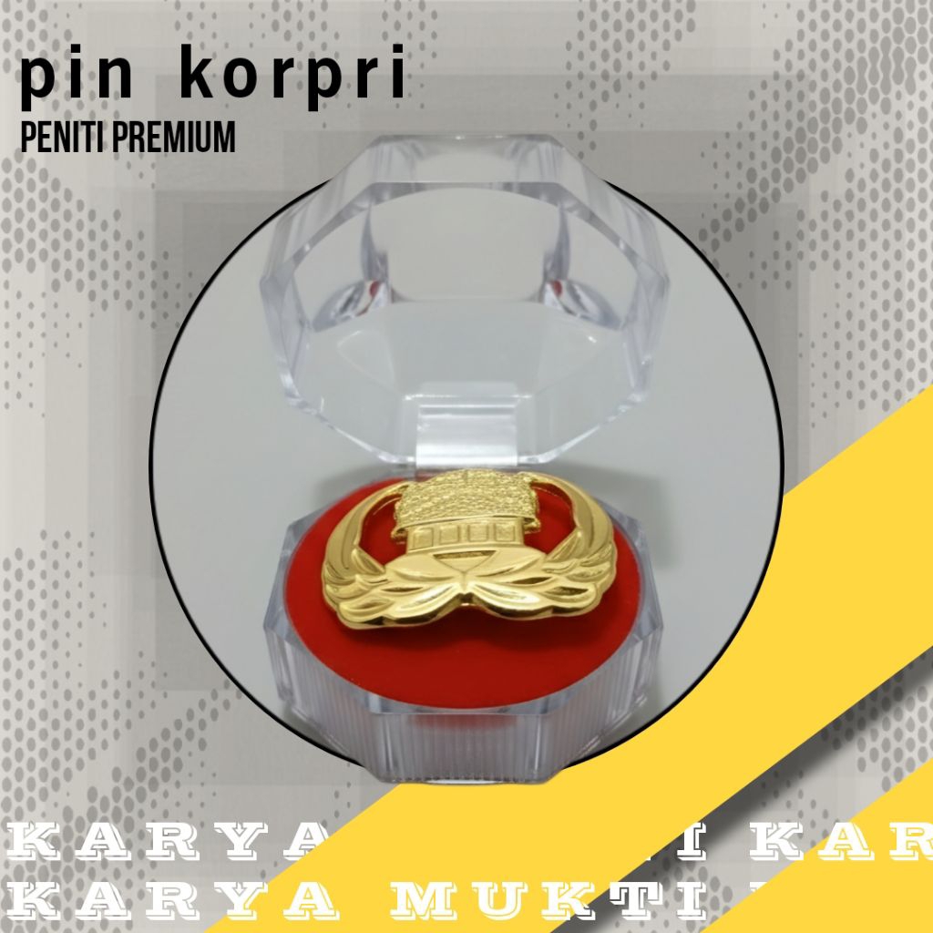 Pin KORPRI Peniti PREMIUM Lencana ASN PNS Kuningan Emas Kualitas Terbaik | Atribut Seragam Dinas