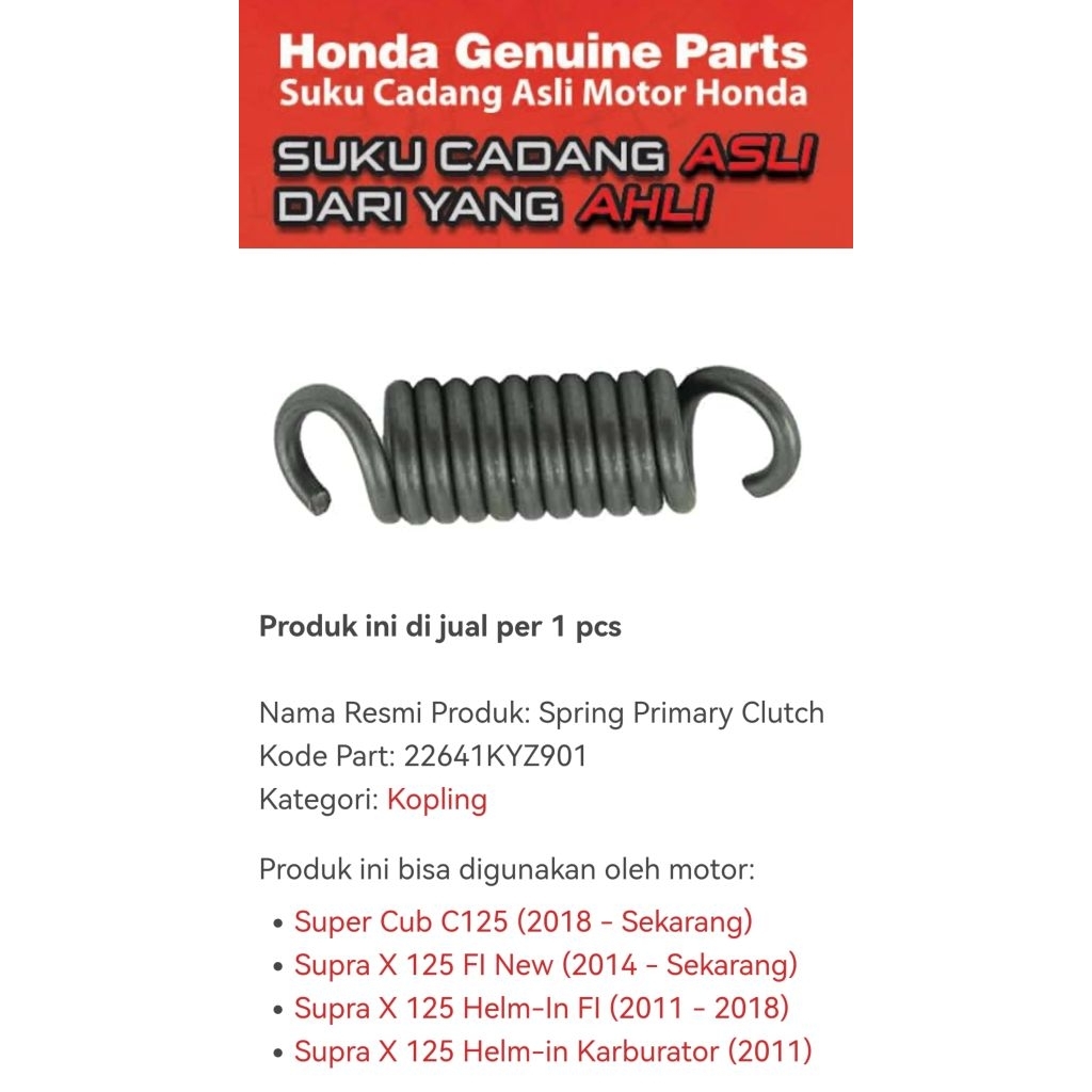 22641KYZ901 Per Kampas Ganda Honda Supra X 125 FI