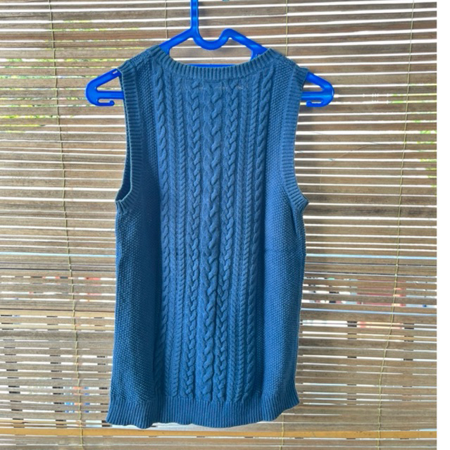 vest rajut by UNIQLO biru denim