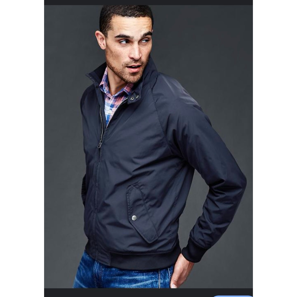 Jacket Denim Lightweight Harrington Navy Blue Sz M