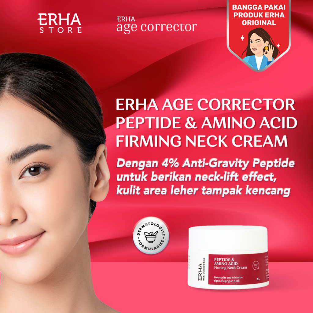 ERHA Age Corrector Peptide & Amino Acid Firming Neck Cream 30g - Krim Leher | Meningkatkan Produksi 