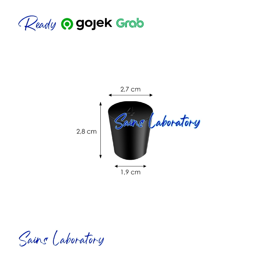 Sumbat Karet Hitam No 4 Erlenmeyer 100 ml Tutup Karet Tanpa Lubang Sumbat Gabus Solid Rubber Stopper