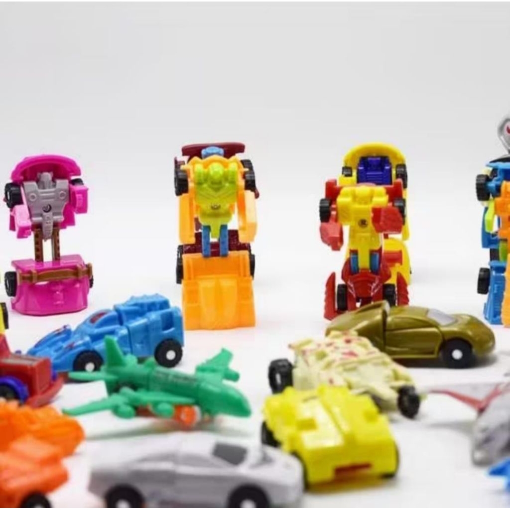Mainan anak robot Transformer mini bisa di rubah bentuk lucu murah harga satuan perpcs robot kecil