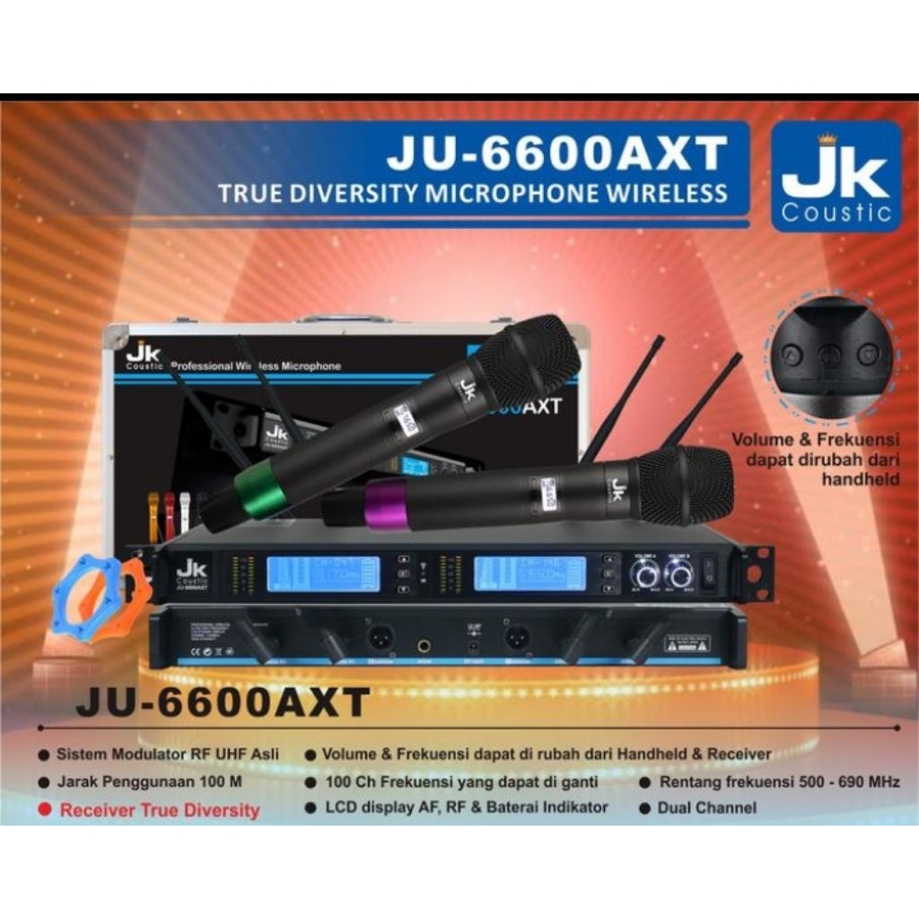 microphone Wireless JK coustic 4 antena type Ju 6600axt