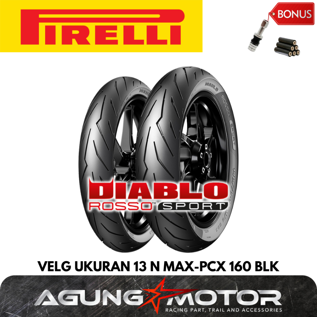 Ban Motor PIRELLI N MAX Diablo Rosso Sport PCX 160 blk Racing Tubeles