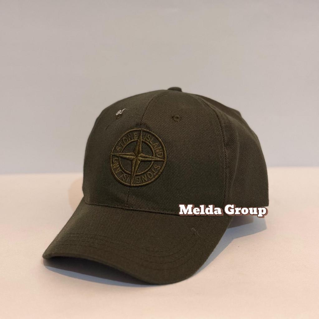 Topi Baseball SI Pria | Topi Distro Logo Bordir Keren | Topi Casual Pria Wanita Hijau Army