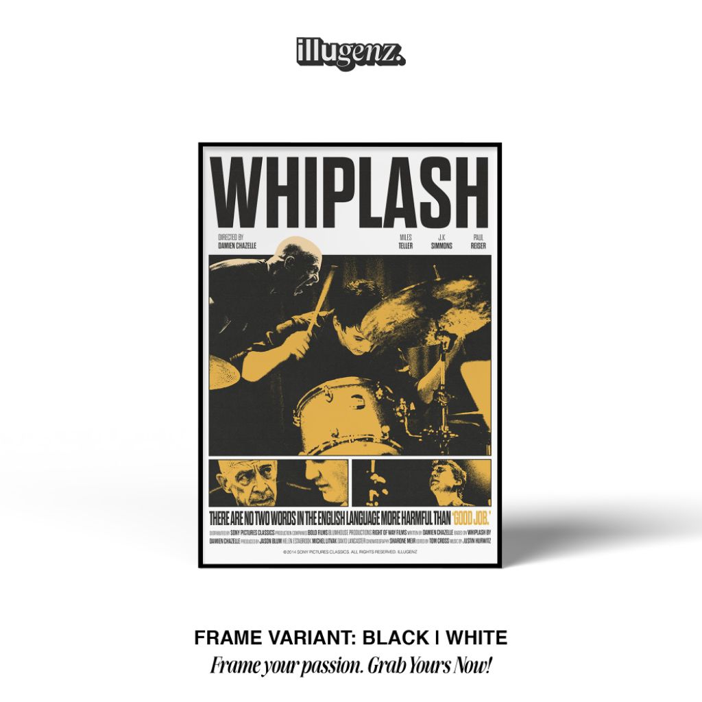 Poster Frame Block Movie Whiplash | White Series Original design by Illugenz | MDF Premium | A4/A3
