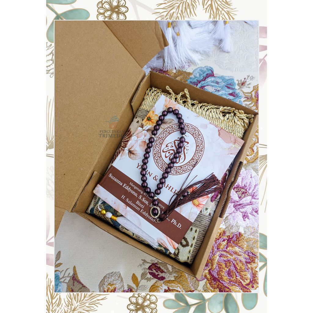 Buku yasin dan tahlil Custom desain / Paket Buku Yasin + Sajadah kemas box / Isi buku 128 Halaman ar