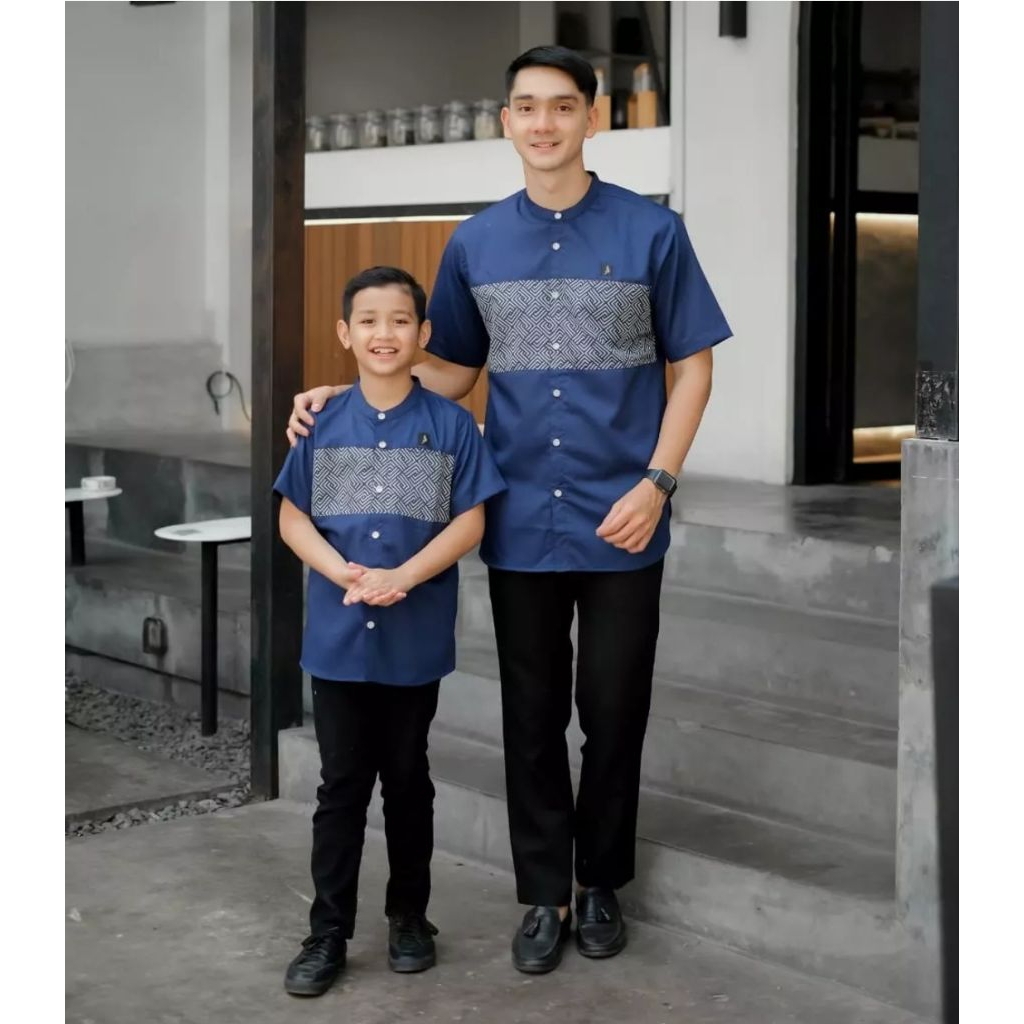 Baju Muslim Koko Kurta Kemko Couple Ayah Anak Pria Dewasa dan Anak Laki-Laki Warna Burgundy Mahogany