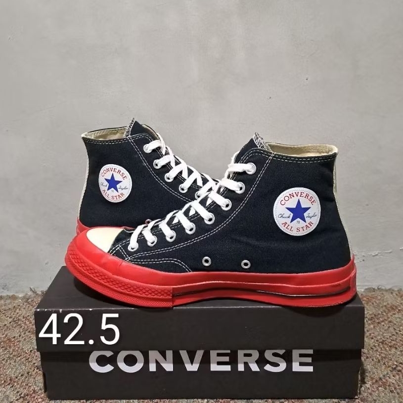 Converse 70s Hi Black Red X Cdg Play Original