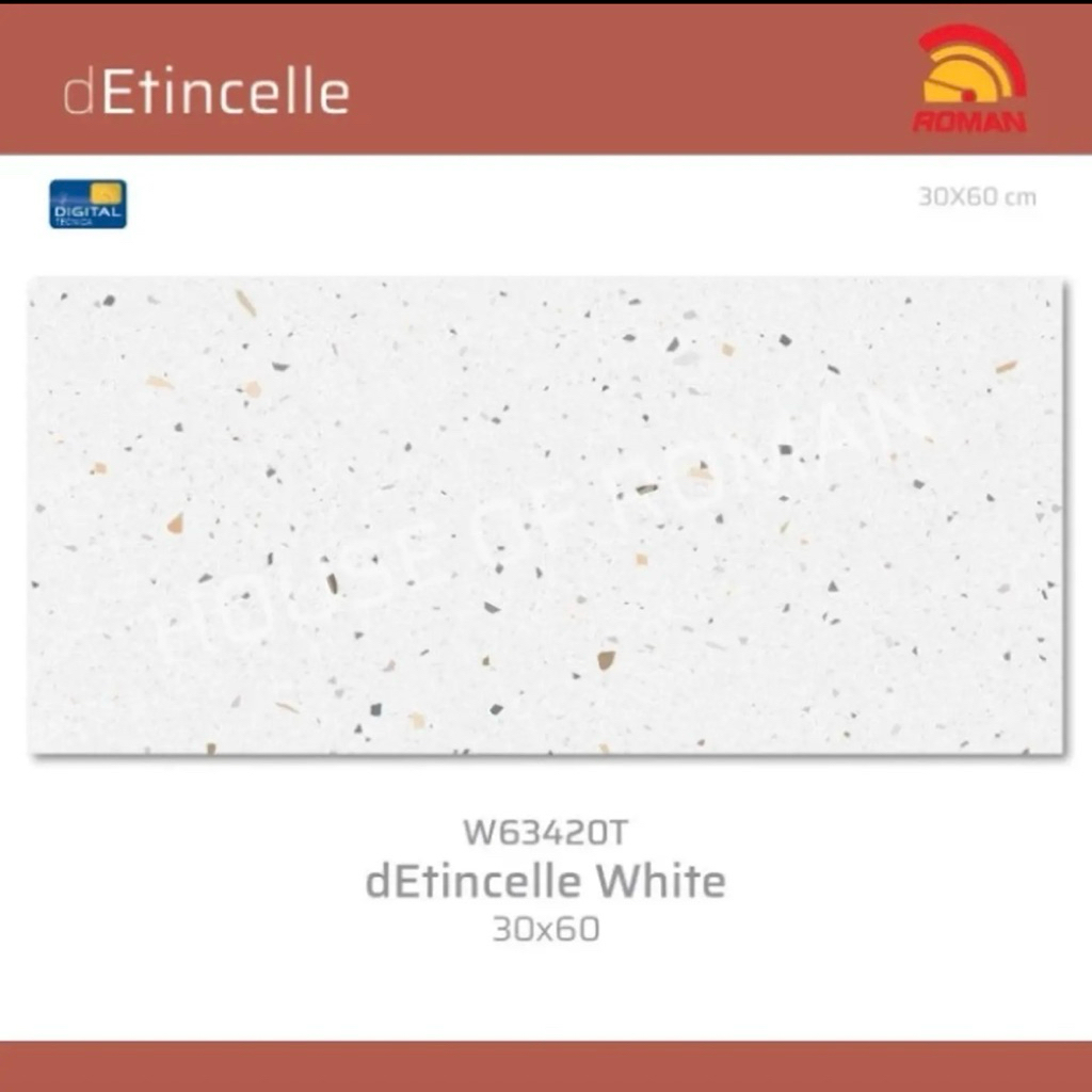 Roman dEtincelle White W63420T/Roman Dinding Kamar Mandi Terazzo/Keramik Dinding Dapur Terrazo 30x60